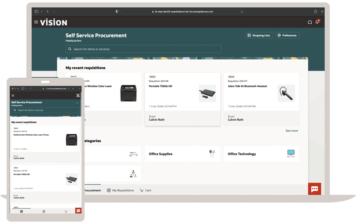 Oracle ERP Cloud procurement management