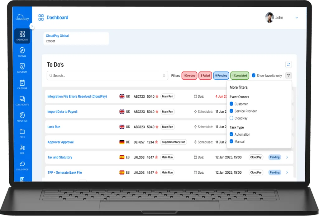 Navigator dashboard with filters and customizable views