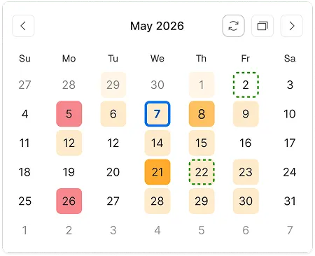 Payroll cycle calendar and scheduling view