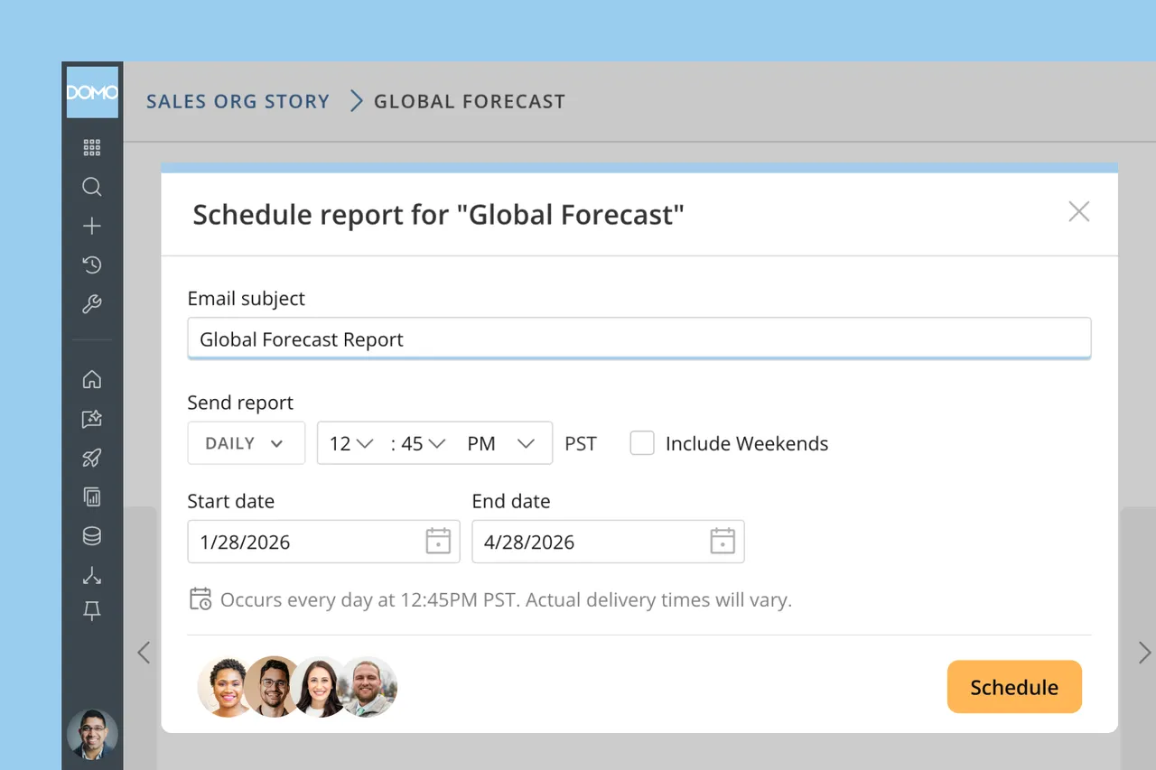 Domo data sharing and reporting screen