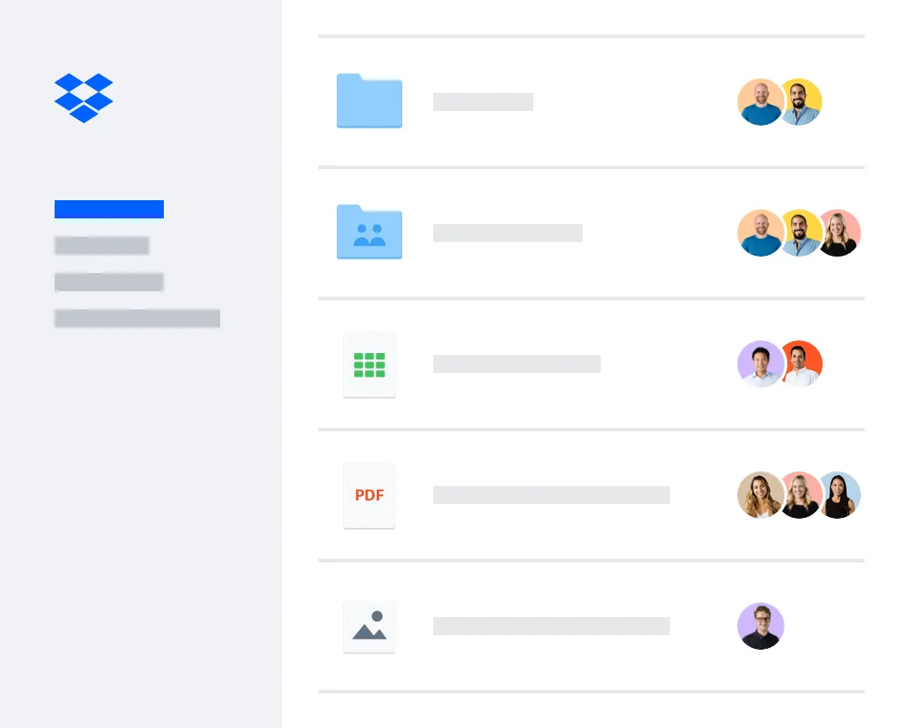 Dropbox product overview interface