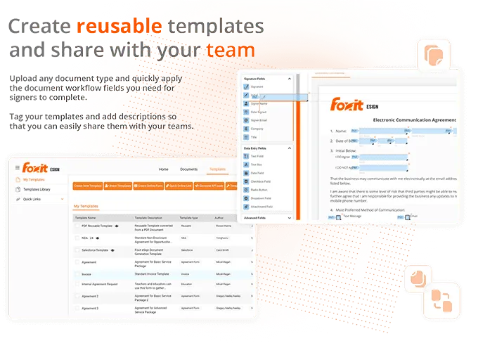 Reusable templates for building repeatable agreements