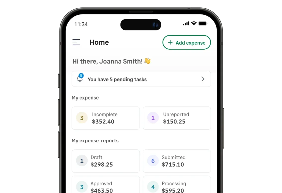 Mobile expense tracking and approval app