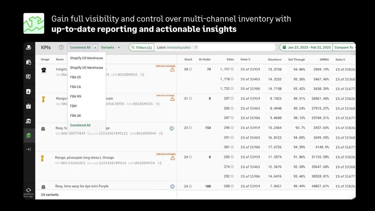 Inventory Planner dashboard and replenishment view