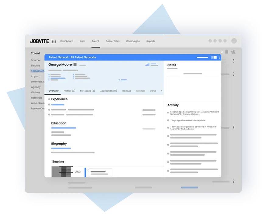 Jobvite hiring process / candidate pipeline view