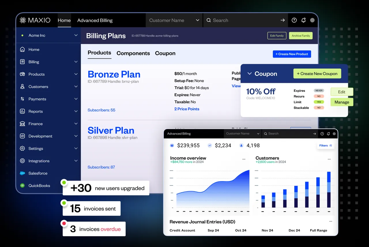 Automated recurring billing interface