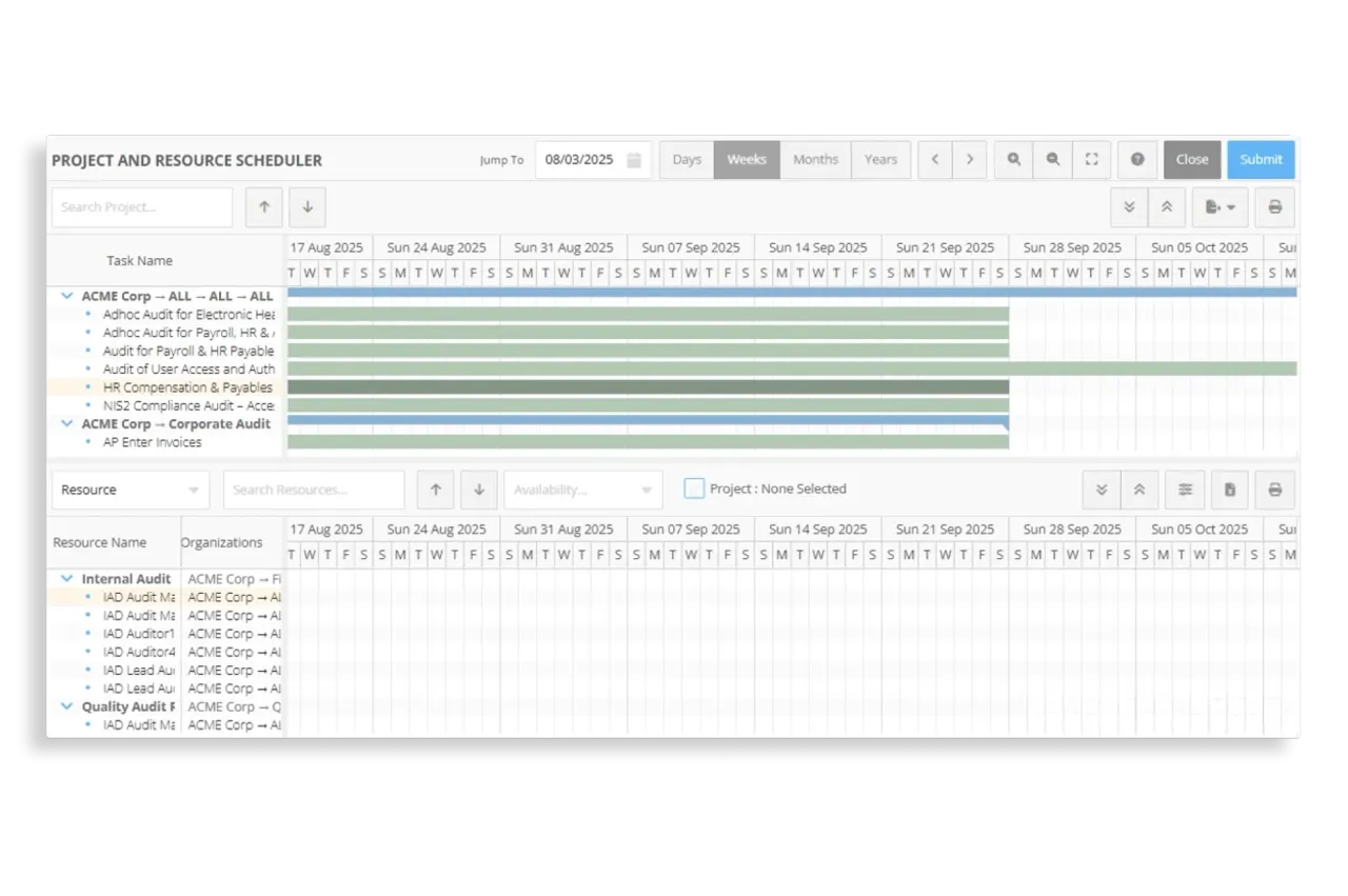 Resource and audit scheduler