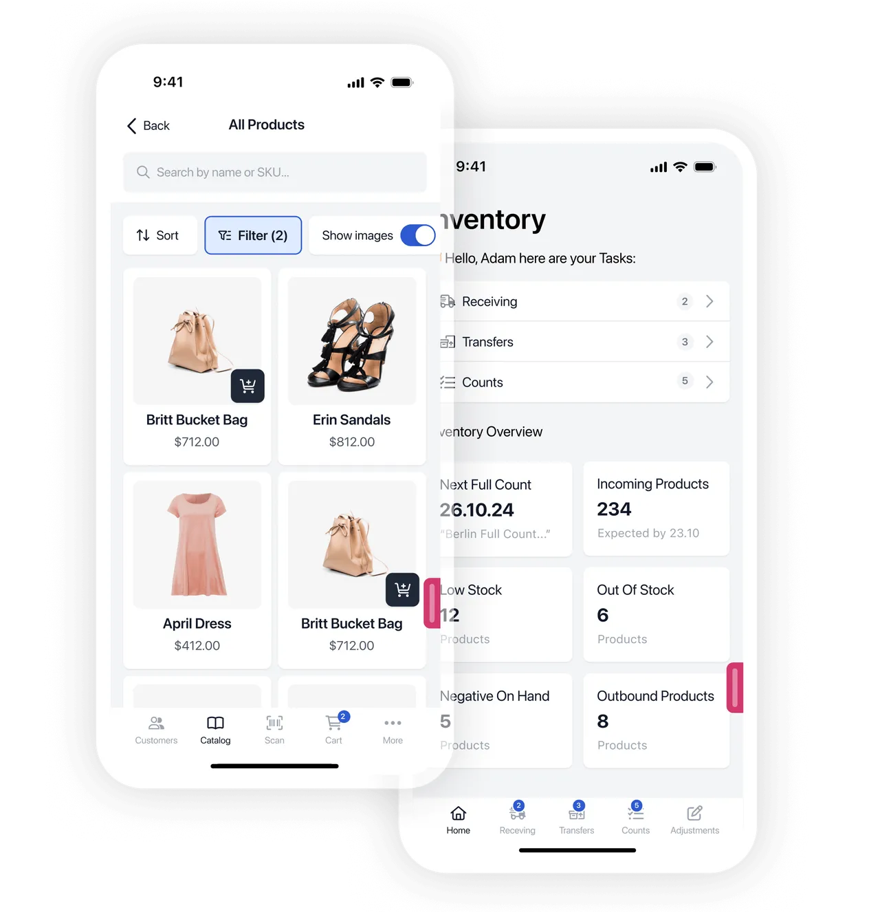 Real-time inventory management screen