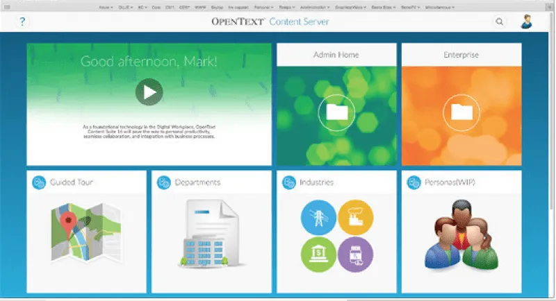 OpenText Content Server component user interface