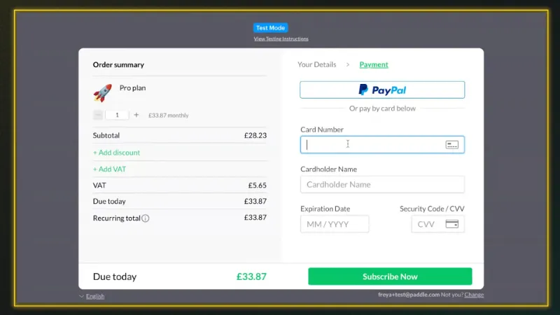 Paddle localized hosted checkout