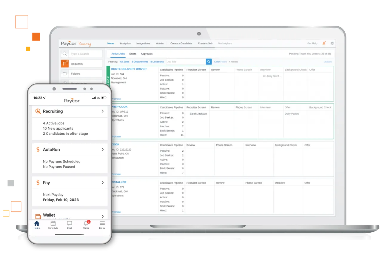 Recruiting candidate pipeline dashboard, desktop and mobile