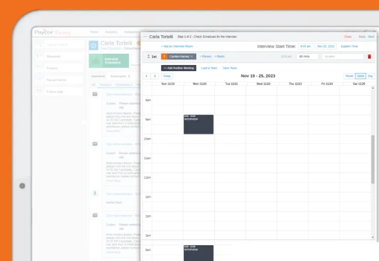 Interview scheduling calendar for virtual/video interviews