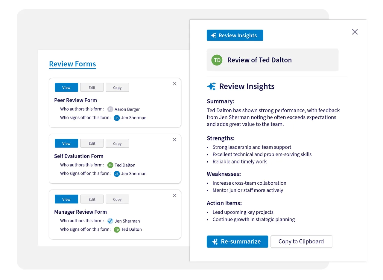 AI review summarization surfacing insights from employee reviews