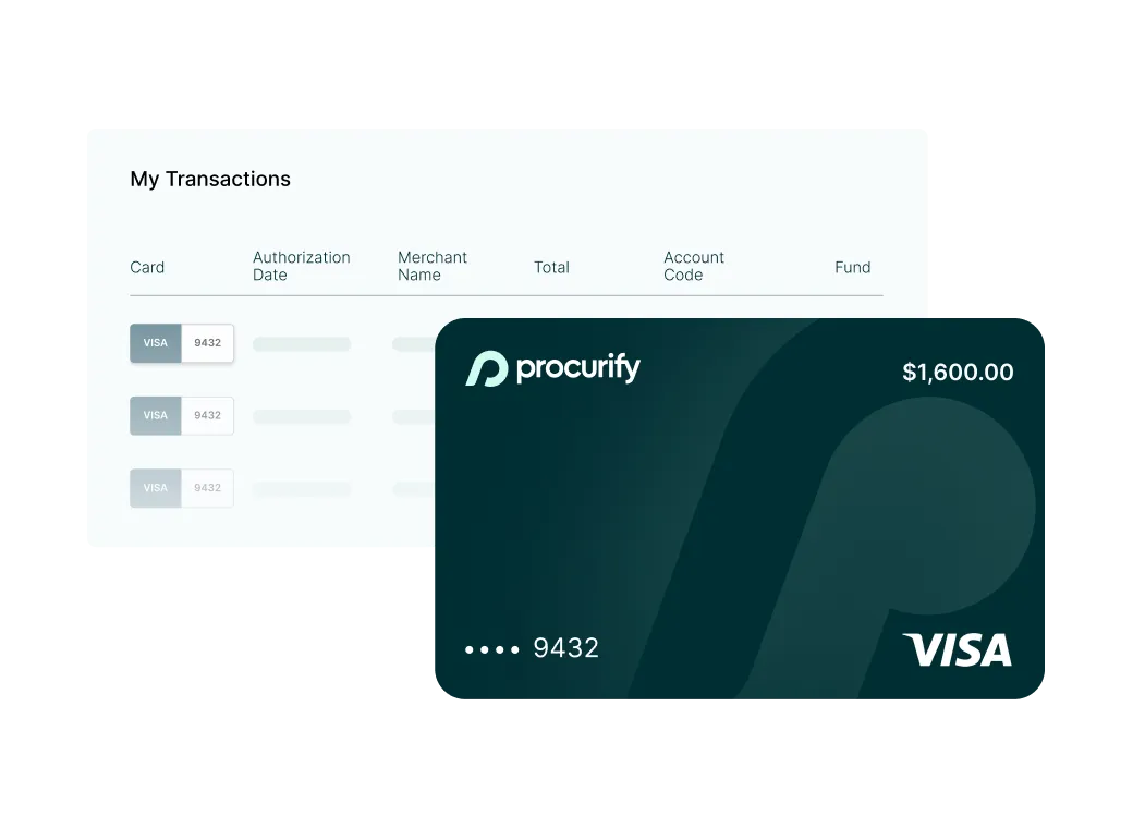Expense & Card module with purchasing cards and balances