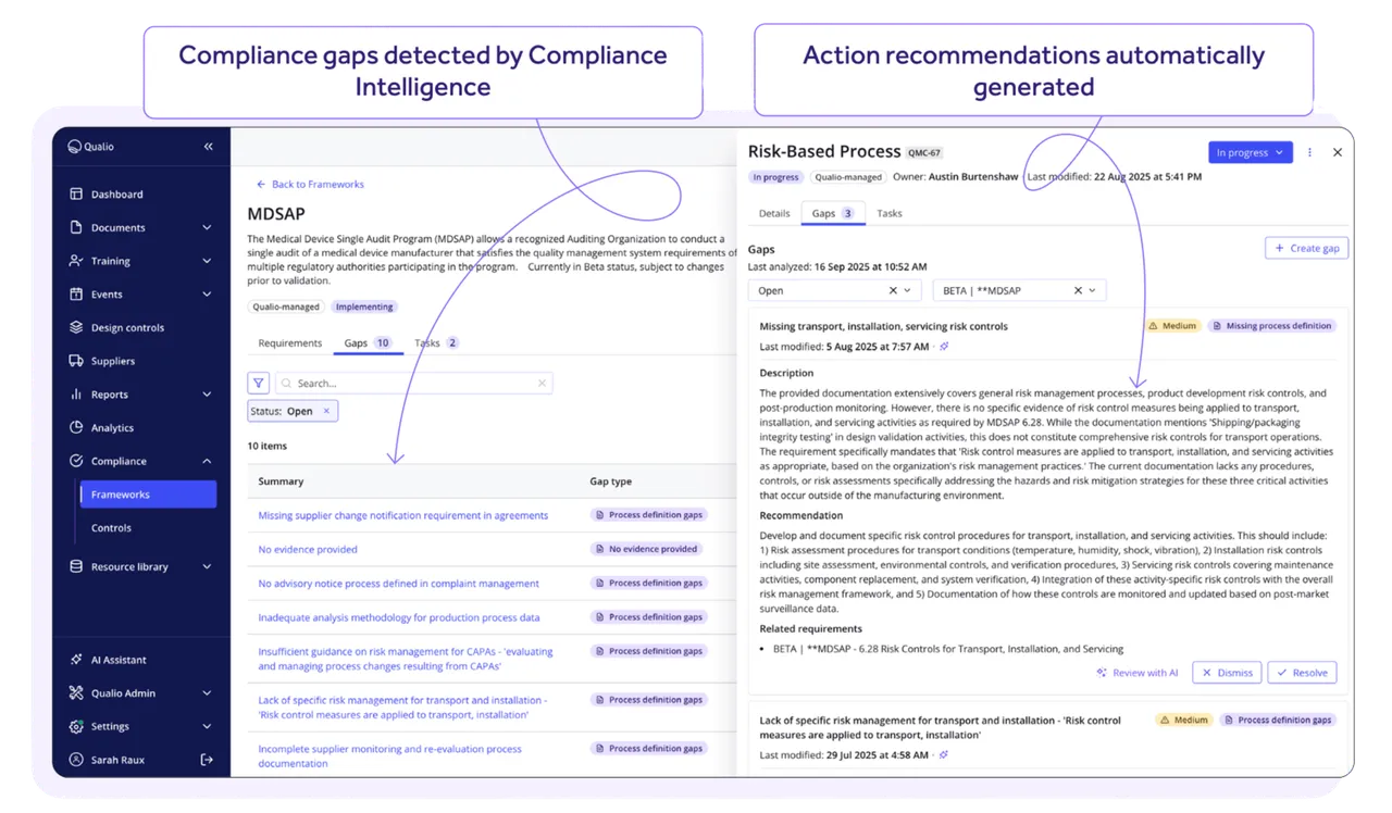 Compliance Intelligence gap detection example
