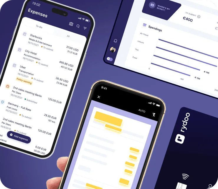 Expense list and spendings overview in the Rydoo app