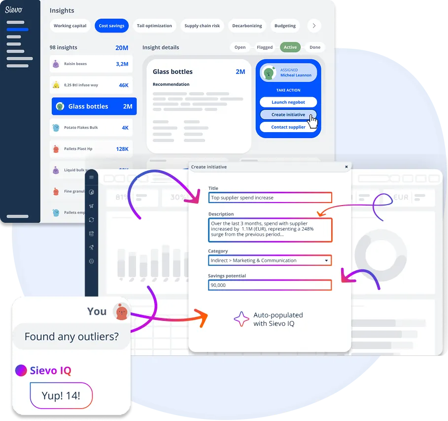Savings / initiative tracking view
