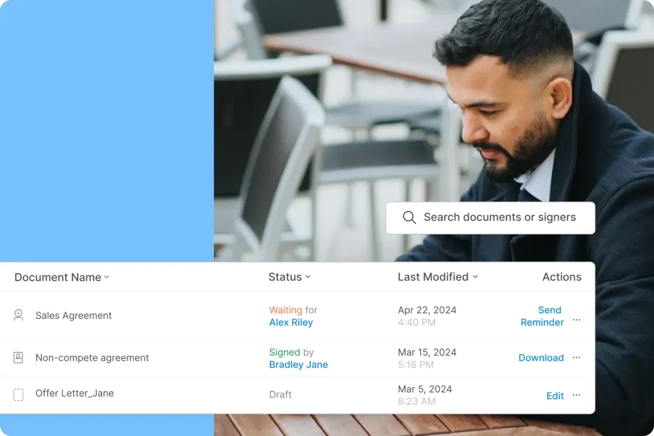 Contract repository with folders, tagging, and search