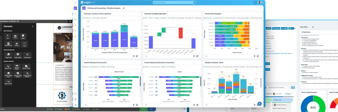 Composite view of SugarCRM interface screens
