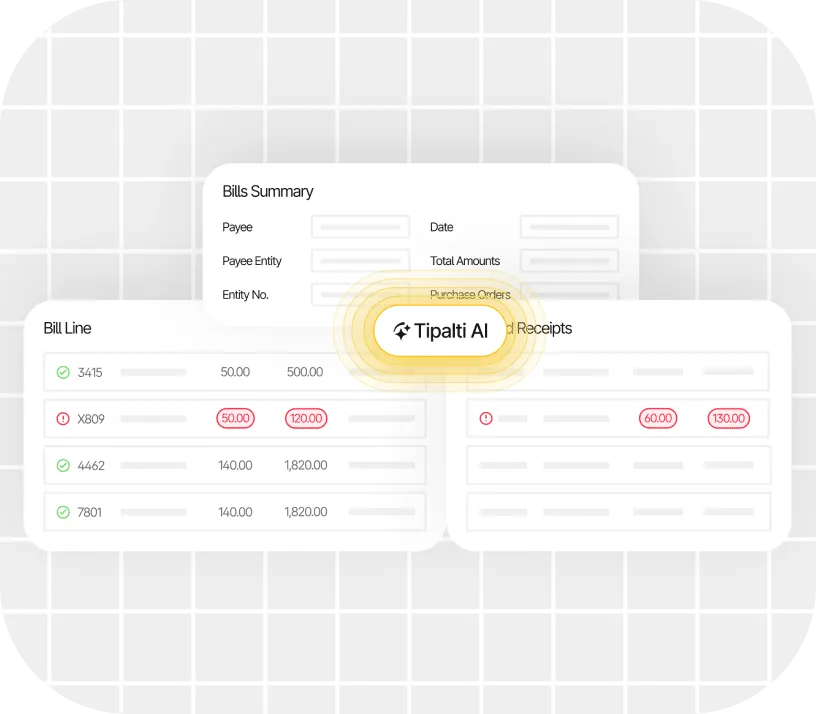 PO matching interface for 2- and 3-way invoice matching