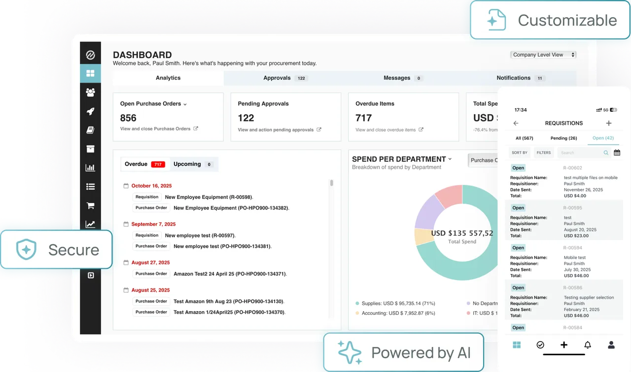 Tradogram procurement dashboard / main product view