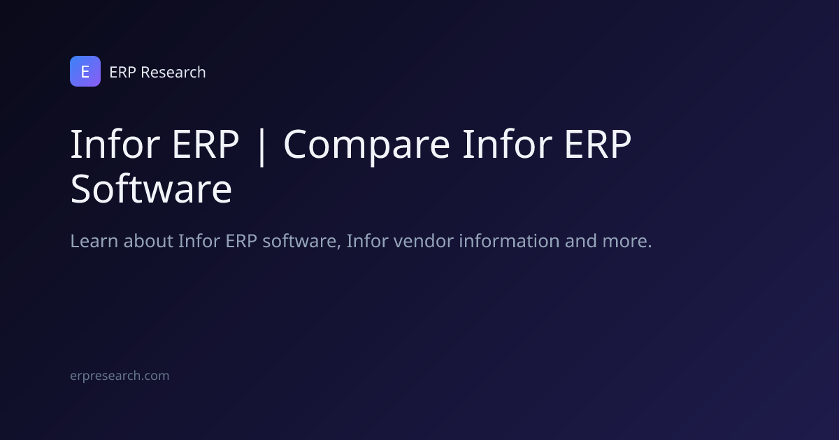 Infor ERP | Compare Infor ERP Software | ERP Research