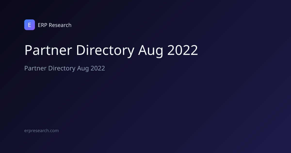Partner Directory Aug 2022 | ERP Research