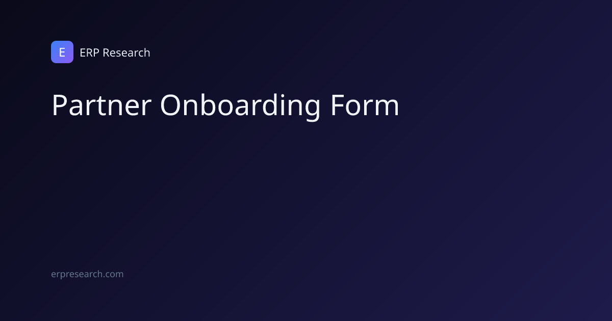 Partner Onboarding Form | ERP Research