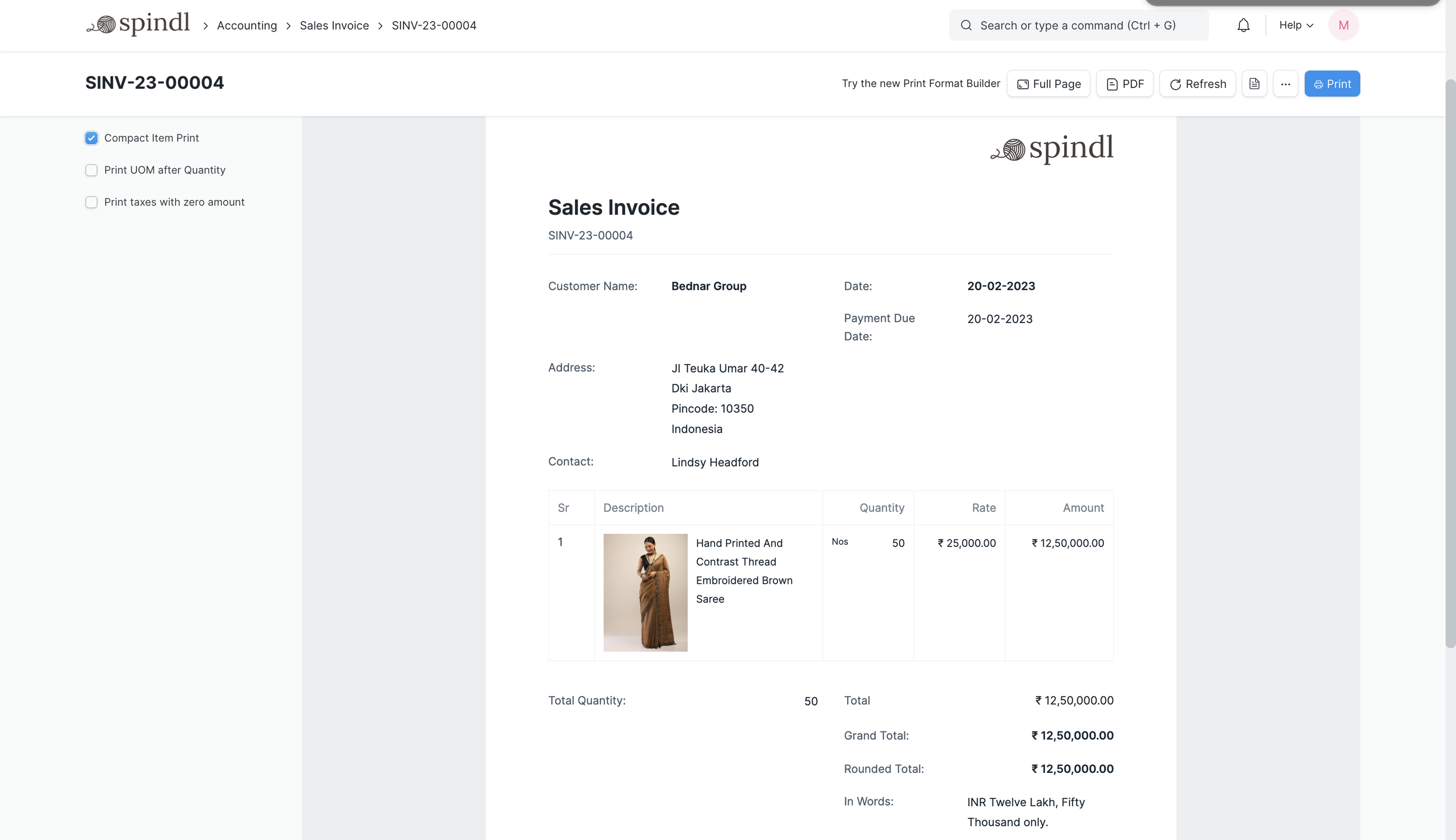 ERPNext document generation