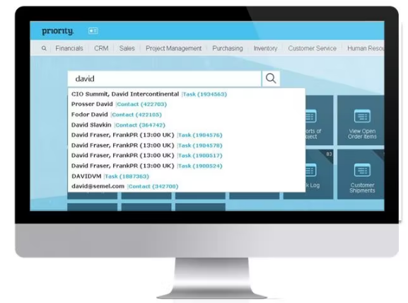 Priority ERP dashboard