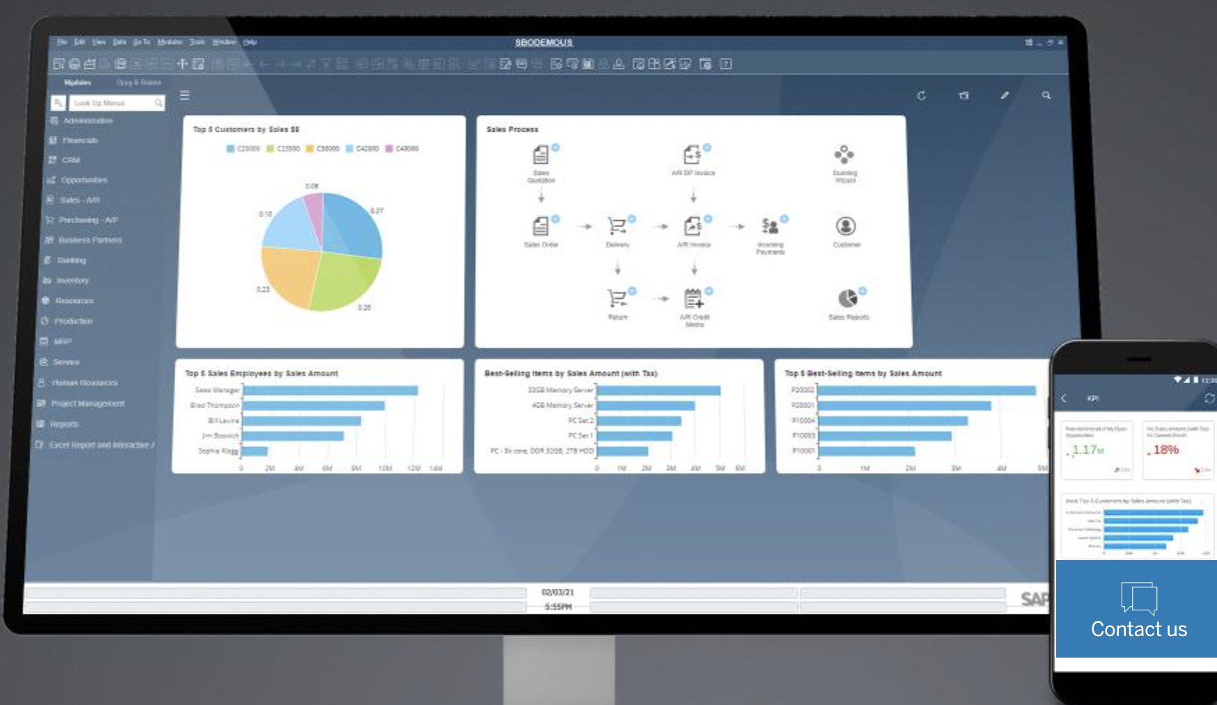 SAP Business One main dashboard